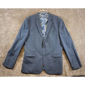 Express Mens Grey Textured Two Button Blazer Jacket‎ Notch Lapel Sz 44L Stretch!